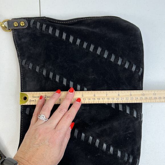 HOBO International Pier Black Suede Leather Crossbody Shoulder Bag Convertible - Picture 13 of 15